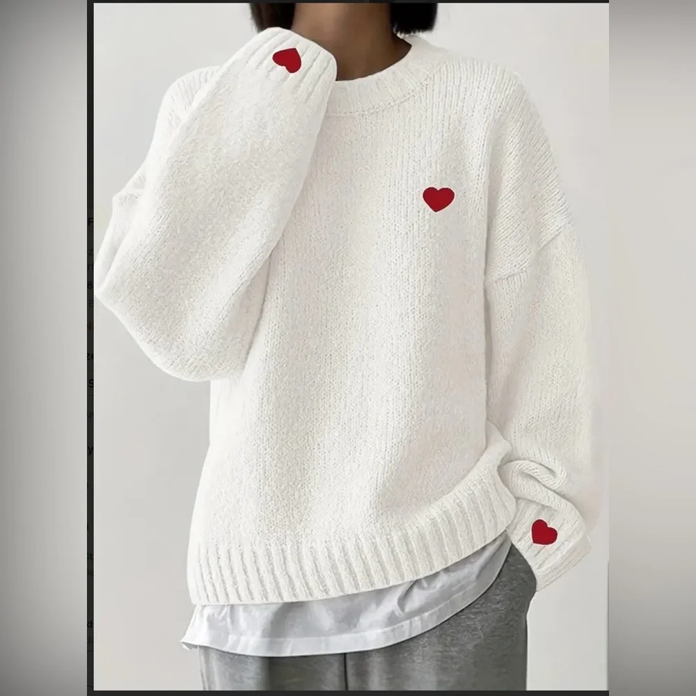 Classic Heart Embroidered Sweater